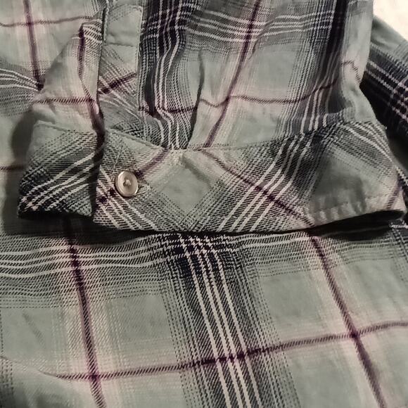 Catherine's Embellished Green Plaid Button Up Shirt 2X 3/4 Sleeve Cotton Blend - Picture 7 of 7